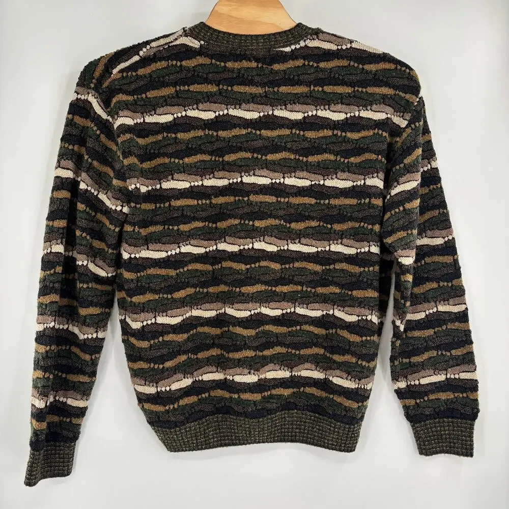 Vintage Protege Collection Mens 2XL Green‎ Brown Multicolor 3D Sweater